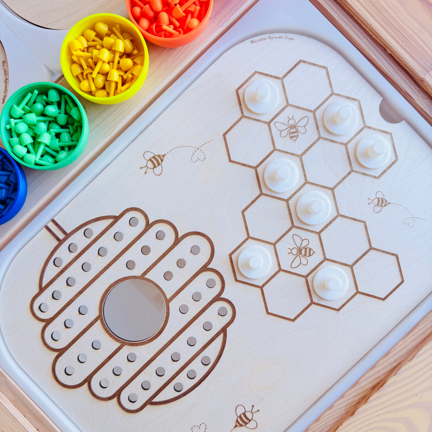 Grand insert en bois TROFAST abeille Activité sensorielle 3 en 1