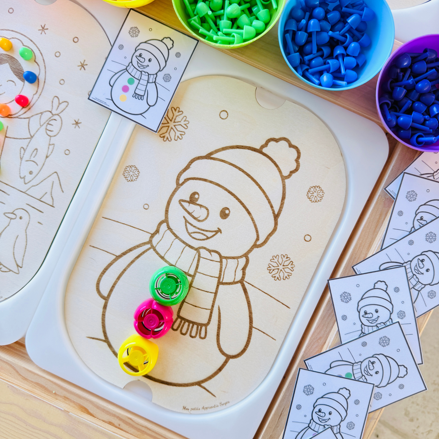 Petit insert en bois TROFAST à trous Bonhomme de neige + PDF