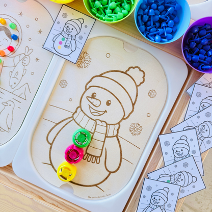 Petit insert en bois TROFAST à trous Bonhomme de neige + PDF