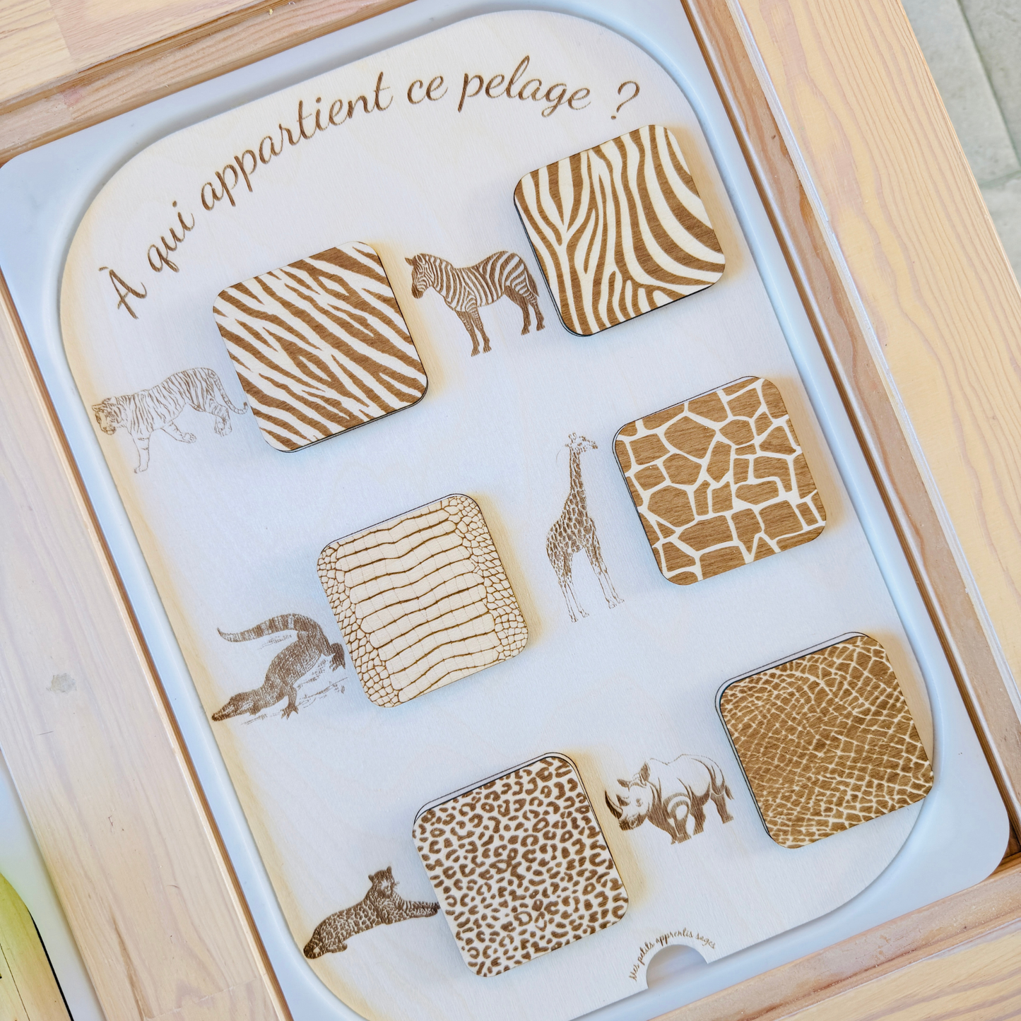 Grand insert en bois TROFAST Association animaux et pelages