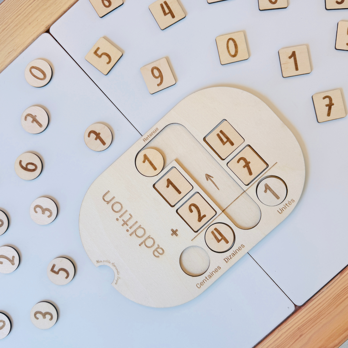 Support en bois - Apprendre les additions avec retenue