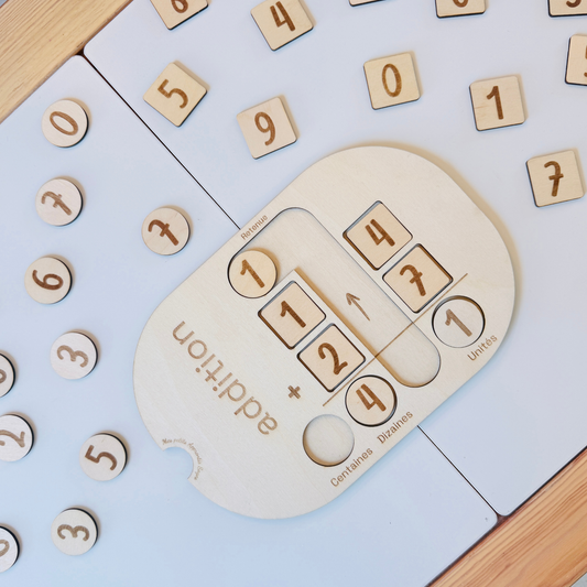 Support en bois - Apprendre les additions avec retenue