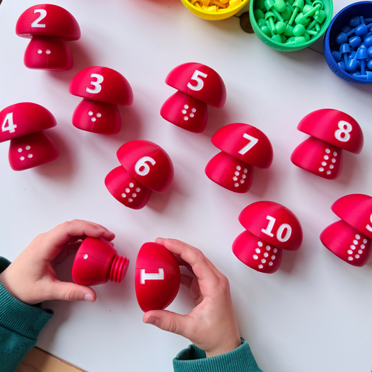 Champignons à visser de 1 à 10 – Jeu de dénombrement