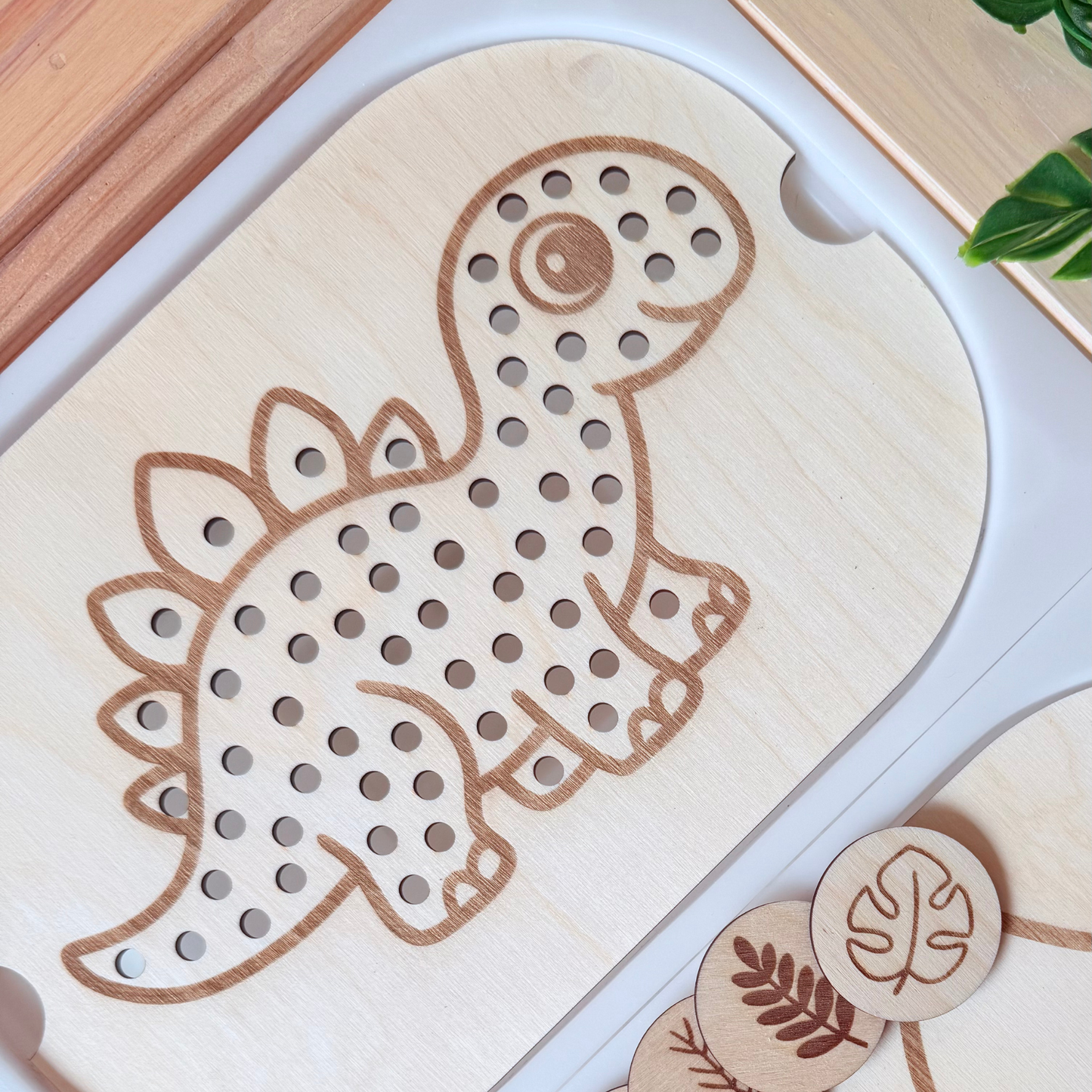 Petit insert en bois TROFAST Dinosaure à trous