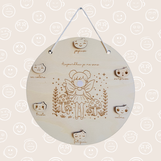 Support Émotions en bois « Aujourd’hui je me sens… » - Thème Fée