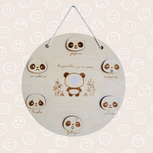 Support Émotions en bois « Aujourd’hui je me sens… » - Thème Panda