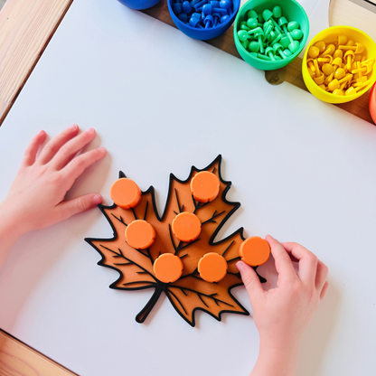 Feuille d’automne à visser et dévisser – Jeu de motricité fine