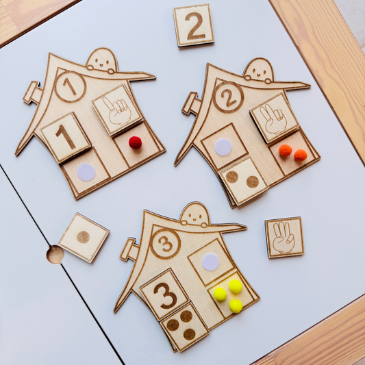 Support Maison des nombres 1 à 3 – Jeu éducatif en bois