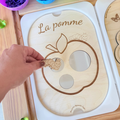 Petit insert en bois TROFAST Pomme à trous et chenilles