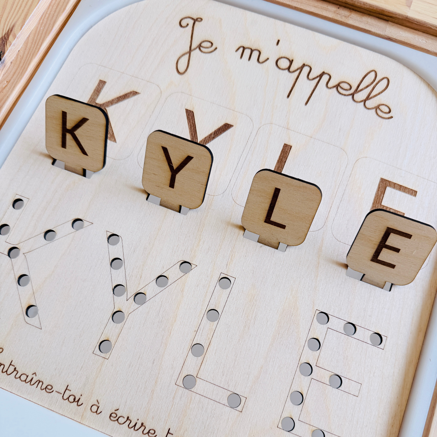 Grand insert en bois TROFAST j'apprends à écrire mon prénom