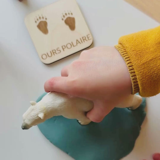 Grand insert en bois TROFAST Empreintes des animaux polaires