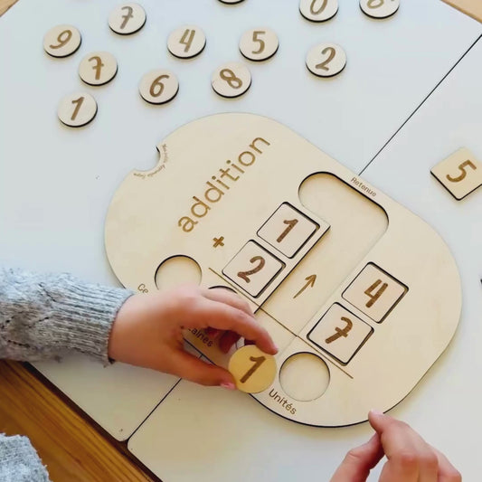 Support en bois - Apprendre les additions avec retenue