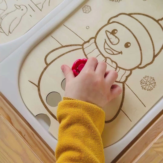 Petit insert en bois TROFAST à trous Bonhomme de neige + PDF