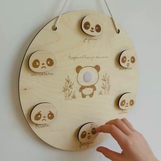 Support Émotions en bois « Aujourd’hui je me sens… » - Thème Panda