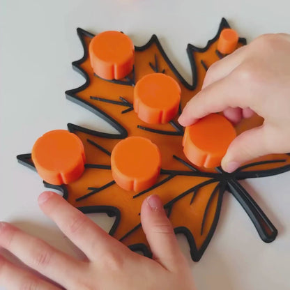 Feuille d’automne à visser et dévisser – Jeu de motricité fine