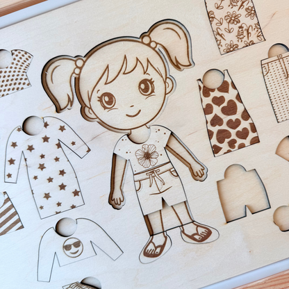 Grand insert en bois TROFAST Puzzle fille ou garçon à habiller