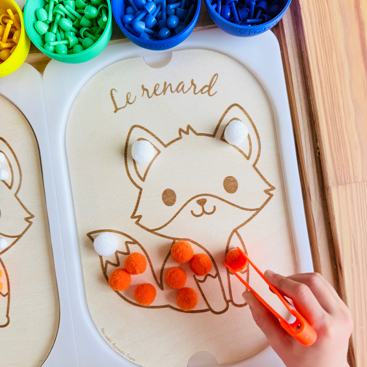 Petit insert en bois TROFAST Le renard – Activité pompons