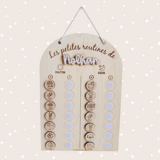 Support Mes petites routines personnalisables « Matin et Soir » en bois