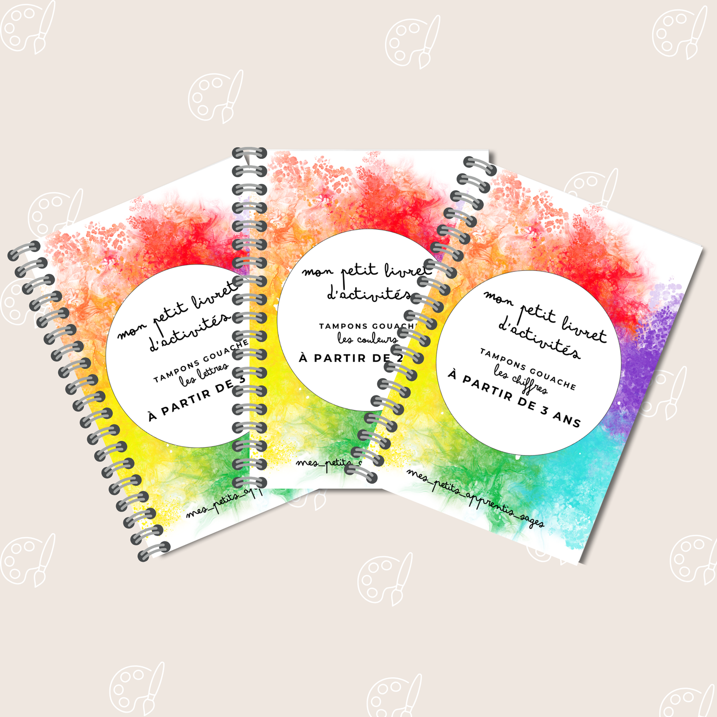 Lot de 3 livrets d’activités pour Tampons gouache dès 2 ans